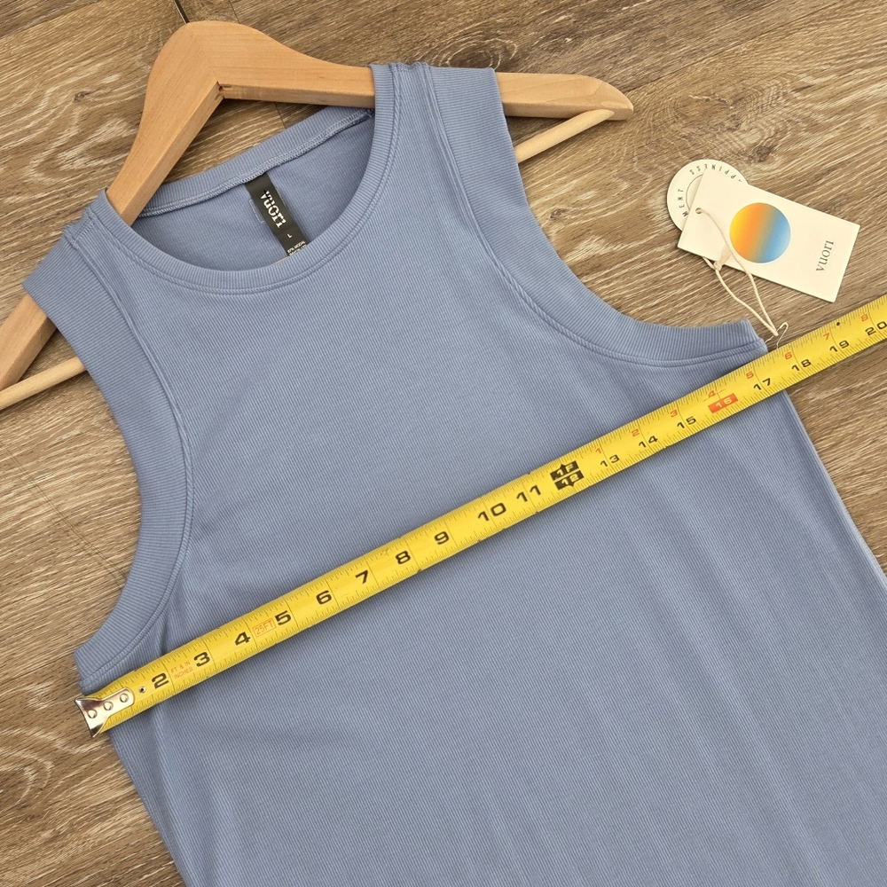 Vuori Women's Pose Modern Dress Bluebell NWT Ribbed Modal Rayon Maxi - Picture 3 of 12